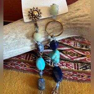 Free People There She Goes Dangles in Ocean Blue (Semiprecious Stones) NWT